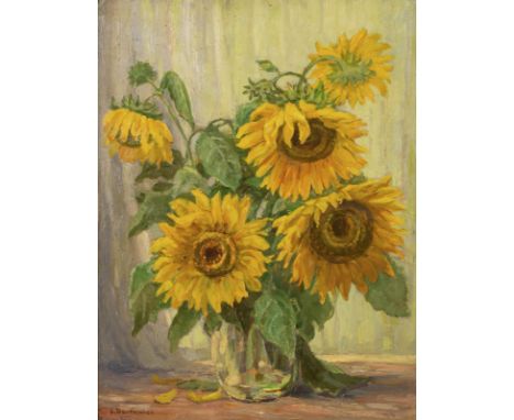                     BARTOSCHEK,             Emil(1899 Czuchow - 1968 Waldbrunn-Fussingen)    SonnenblumenÖl/Malkarton. Links 