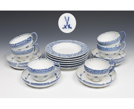 6er Satz Jugendstil-Gedecke. Meissen. 1904-1923. Modell von.                     RIEMERSCHMID,             Richard    Höhe: 6