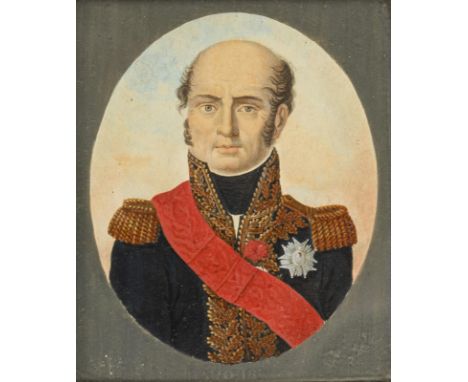             Bildnis Louis-Nicolas DavoûtAquarell. Unsigniert. 13 x 10,5 cm. Gerahmt & hinter Glas : 20,5 x 1 cm (Goldrahmen m