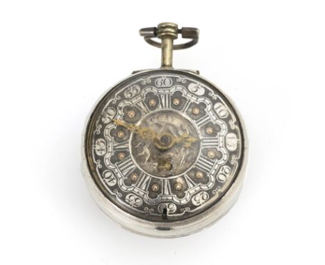             Silberne Spindeltaschenuhr "Charles Clay London". England. 18. Jh. Graviertes und "Charles Clay London 964" signi