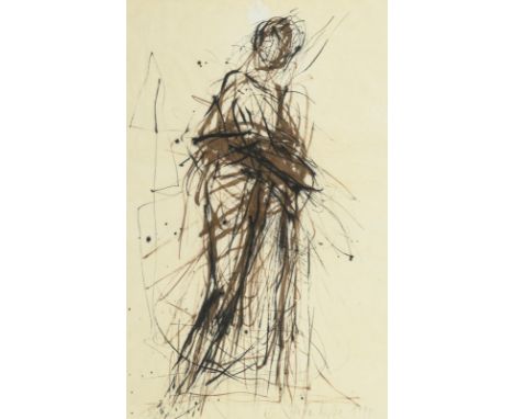                     LEPKE,             Gerda(* 1939 Jena)    "Stehende"Mischtechnik/Papier. Rechts unten signiert, links unte