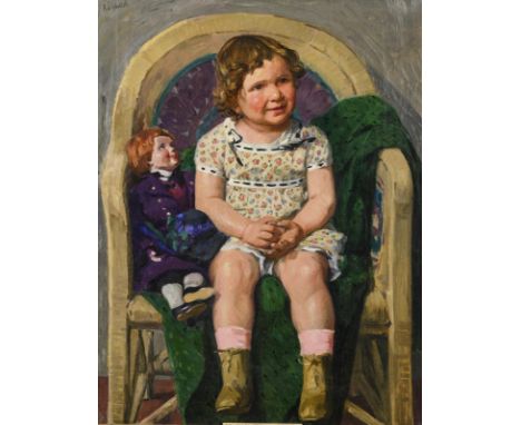                     SIEBELIST,             Arthur(1870 Dresden - 1945 Hamburg)    Kinderbildnis mit PuppeÖl/Leinwand. Links o