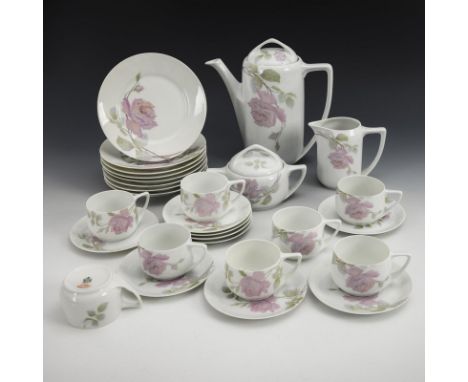 Jugendstil-Kaffeeservice "Donatello" mit Rosendekor. Rosenthal. Marke Geschirrabteilung Stammwerk Selb, um 1900; Händlermarke