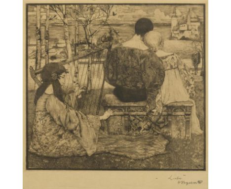                     VOGELER,             Heinrich(1872 - 1942)    "Liebe"Radierung. Bleistiftsignatur, Im Druck monogrammiert