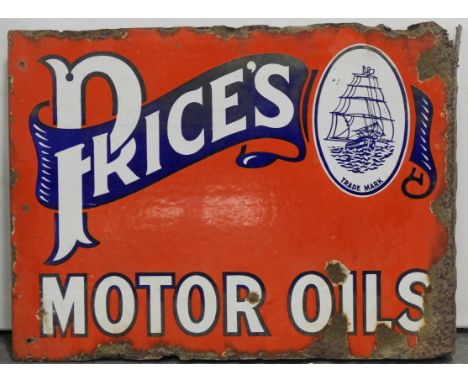 ENAMEL SIGN - PRICES MOTOR OIL 19' 