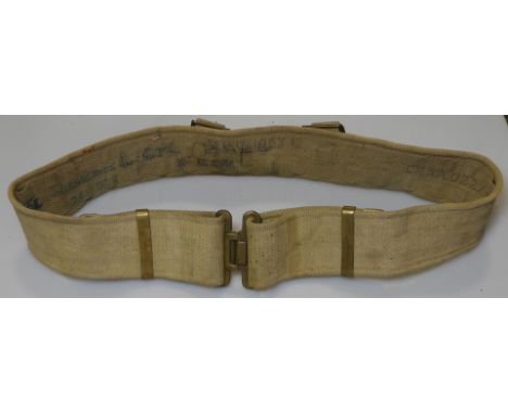 ARMY ISSUE HESSIAN BELT & BRASS BUCKLE 