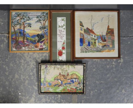 4 SMALL TAPESTRY PICTURES 