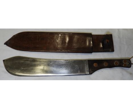 SHEFFIELD STEEL MACHETE IN LEATHER SCABBARD 1916 