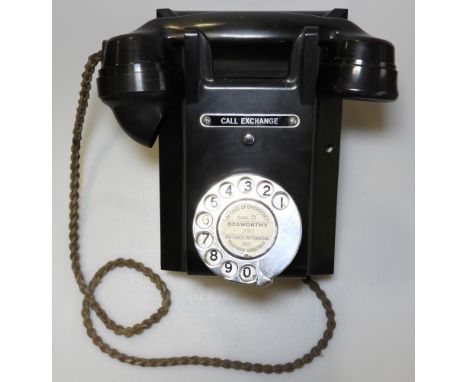 GPO 311F BAKELITE WALL TELEPHONE 'CALL EXCHANGE' BUTTON 