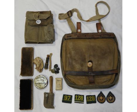 SWISS ARMY PERSONNEL KIT BAG 1942 KIT & CLOTH BADGES 