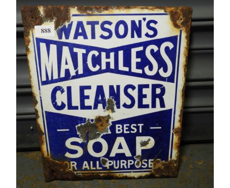 ENAMEL SIGN - WATSONS MATCHLESS CLEANSER 13' MAX X 14' 