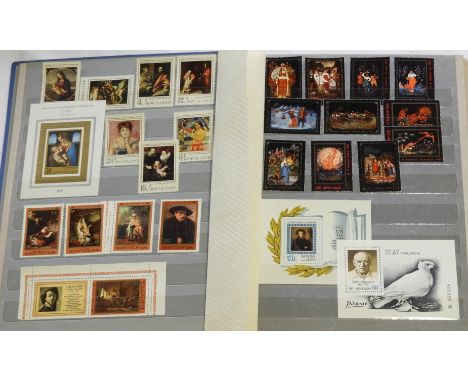STAMPS - STOCKBOOK ART & PAINTINGS M/U 