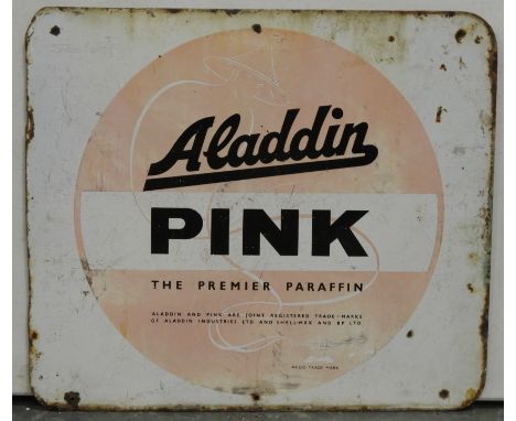 ENAMEL SIGN - DOUBLE SIDED ALADDIN PINK PARAFIN 19X16' 