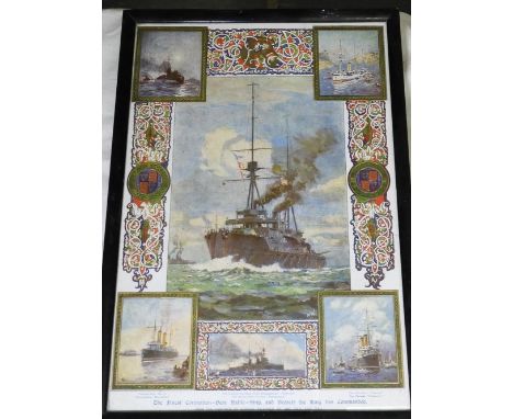PRINT FINEST CORONATION YEAR BATTLE SHIP &amp; VESSELS THE KING HAS COMMANDED