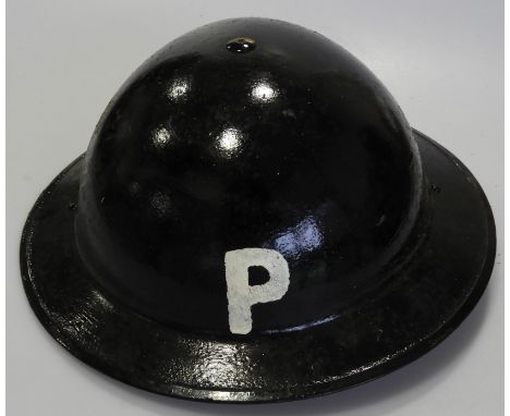 BRITISH HOME FRONT HELMET BLACK POLICE 