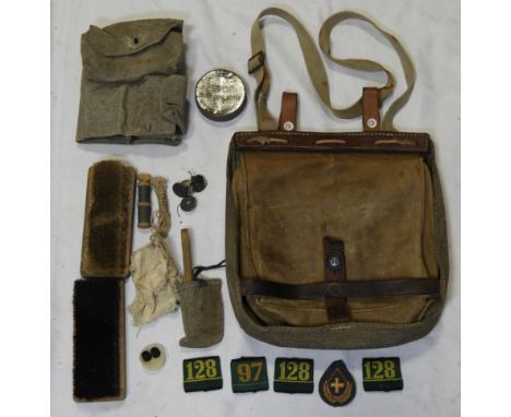 SWISS ARMY PERSONNEL KIT BAG 1942 WITH KIT & CLOTH BADGES 
