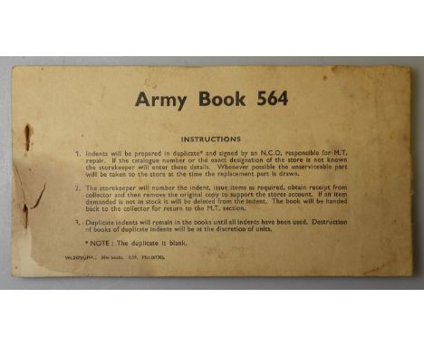 ARMY BOOK 564 INDENT VOUCHERS FOR F.A.M.T.O STORES 