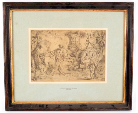 After Castiglioni/Classical Scene/engraving, 17cm x 25cm and an old master drawing of a figure, 24cm x 12cm