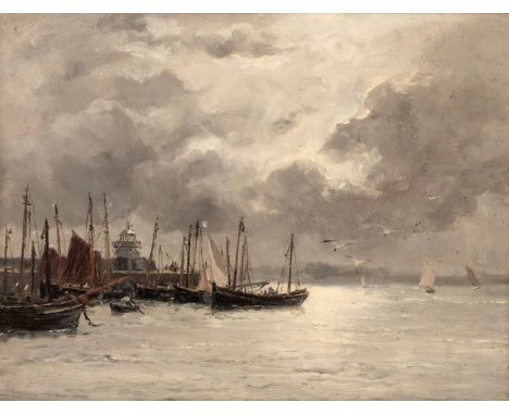 Emile Louis Vernier (French 1829-1887)/The Lighthouse, St Ives/oil on mahogany panel, 26.5cm x 35cm/see illustration/Provenan