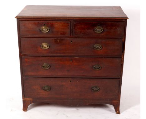 A George III mahogany chest of two short over three long graduated drawers on bracket feet, 96cm wide