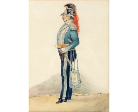 Indian School 19th Century/Portrait of an Officer from the Third Madras/Light Cavalry c1825/watercolour, 28cm x 22cm/see illu