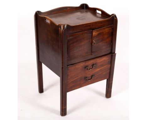 A George III mahogany tray top commode, 51cm wide