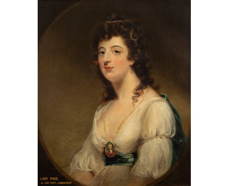 After Sir Thomas Lawrence (British 1769-1830)/Mary Albinia, Lady Page/half-length portrait, seated wearing a white dress with