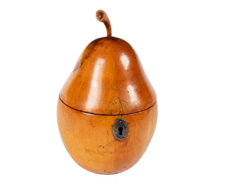 A Georgian fruitwood tea caddy of pear form, 18cm high/see illustration