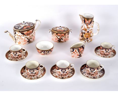 A Derby Imari pattern part tea service of seventeen pieces CONDITION REPORT: This tea set has an overall good appearance howe