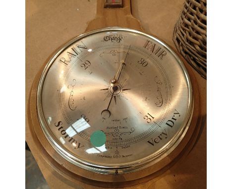 Oak cased reproduction barometer. Not available for in-house P&amp;P, contact Paul O'Hea at Mailboxes on 01925 659133 
