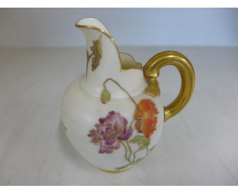 A Royal Worcester flat back jug No 1094 - Height 13cm - Puce mark below - in good condition