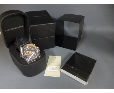 A Emporio Armani A R 5878 stainless steel quartz chronograph Gent's wristwatch in new unused condition with box and manual 