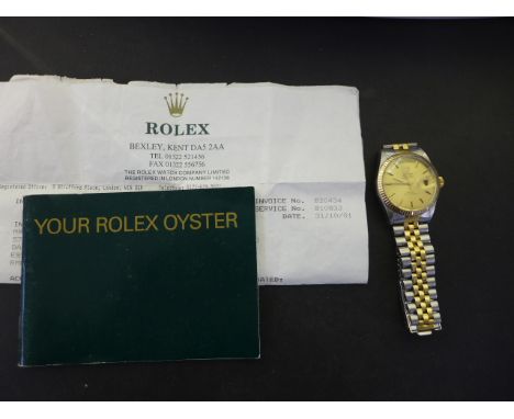 A Rolex Tudor Oyster Prince day/date wristwatch with gold Bezel and Crown, champagne face with Tudor logo, baton markers and 