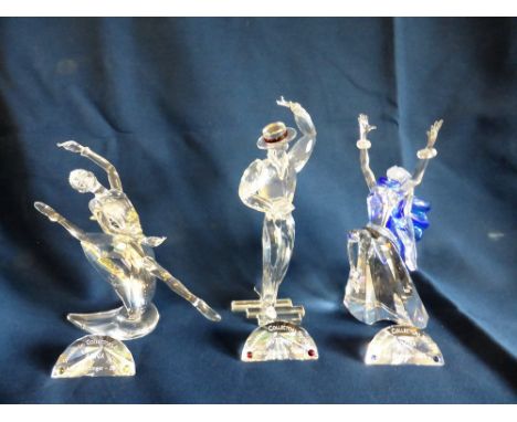 Boxed Swarovski "Magic of Dance" series Antonio, Isadora and Anna figurines, with display stands and plaques.* Please Note: A