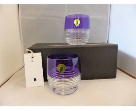 A boxed pair of Waterford 'Circon' amethyst lead crystal tumblers.* Please Note: A further 500 lots from this sale (which are