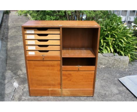 A vintage double roll down door file/specimen cabinet.* Please Note: A further 500 lots from this sale (which are not availab