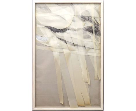 Keidel-Schoenholtz, Barbara (1939 Berlin 2021) "Wetter I", so auf Etikett auf Keilrahmen betitelt. Transparentpapier/Pastell/