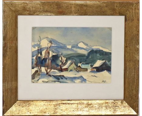 Oberländer, Hans Emil (1885 Rostock - Bad Warmbrunn 1945) "Blick zur...", so verso betitelt, dat. 1927 und bez. Aquarell/Papi