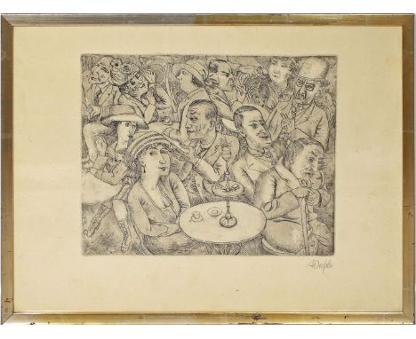 Dressler, August Wilhelm (1886 Bettelgrün - Berlin 1970) Im Café. Radierung (gebräunt, stockfleckig), re. u. mit Bleistift si