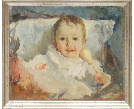 Schröter, Paul (1866 Kempen - Linow 1946), wohl Portrait eines Kleinkindes. Öl/Lwd. (Altersspuren, kl. Risse). 37,5x 45,5 cm.