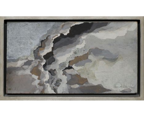 Berke, Hubert (1908 Buer-Köln 1979) Ohne Titel. Tempera/Holztafel, re. u. sign. und dat. 1969, verso mit Etikett (num. M 39) 