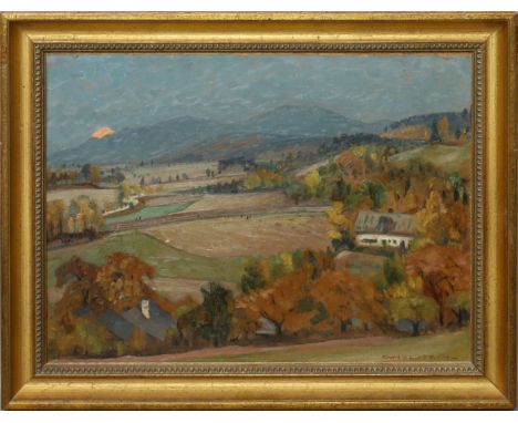 Holstein, Gustav (1876-1955) "Mondaufgang am Fuß des Kynast, Riesengebirge", so verso betitelt. Öl/Karton, re. u. sign. 30x 4