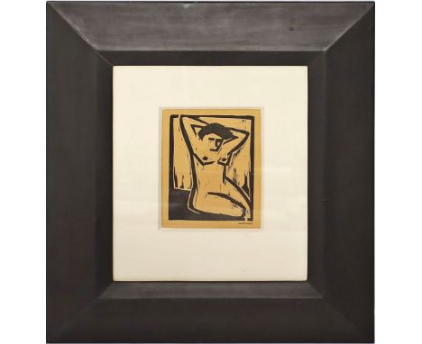 Schmidt-Rottluff, Karl (1884 Rottluff - Berlin 1976), nach Sitzender, weiblicher Akt - Teilmotiv nach der Mitgliedskarte für 