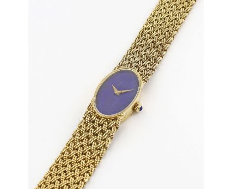 Damenarmbanduhr "L.U.C.", Chopard. 750/000 GG-Gehäuse und originales -Flechtarmband mit Schließe, brutto 40 g. Ovales Zifferb