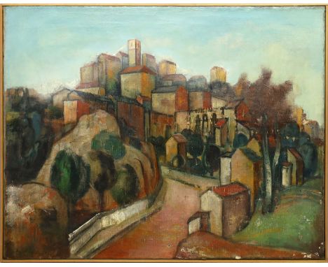 Schmid, Wilhelm (1892 Remigen - Lugano 1971) Italienische Landschaft. Öl/Lwd. (Altersspuren, Farbausfälle), li. u. sign. 60x 