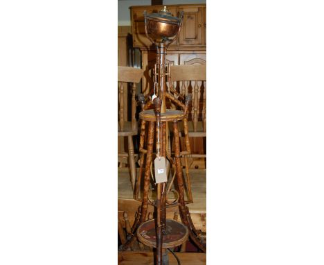 An early 20th century Japanese bamboo freestanding standard lamp (formally a paraffin stand)