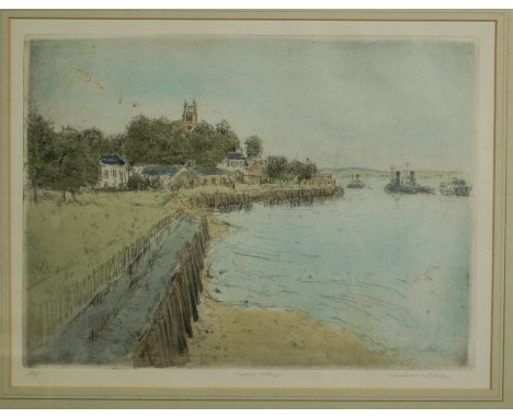 Michael Blaker (b.1928) - Venice vignette, signed limited edition hand-coloured etching, and one other of a coastal village (