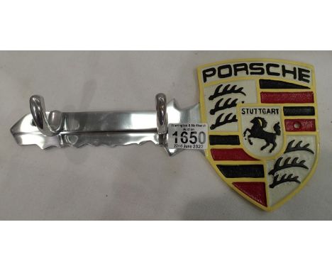Aluminium Porsche key rack, L: 30 x 16 cm. P&amp;P Group 2 (£18+VAT for the first lot and £3+VAT for subsequent lots) 