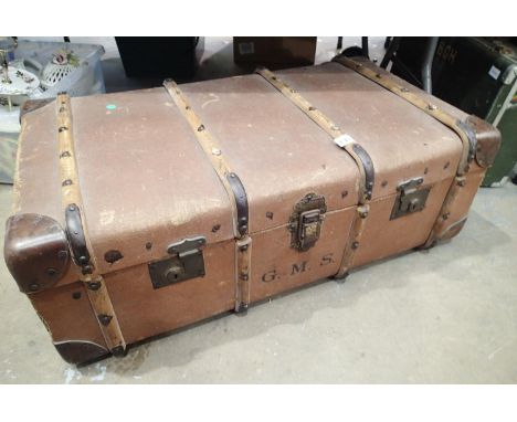 Wood bound trunk marked GMS. Not available for in-house P&amp;P, contact Paul O'Hea at Mailboxes on 01925 659133 