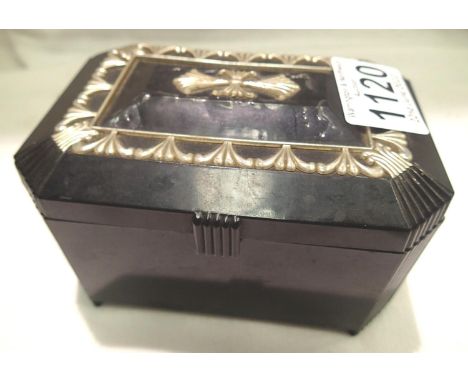 Vintage bakelite and white metal jewellery casket, L: 12cm. P&amp;P Group 1 (£14+VAT for the first lot and £1+VAT for subsequ